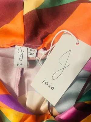 NWT Joie Bessia Satin Abstract Leaf Print V-Neck Slip Maxi Dress M thumbnail 5