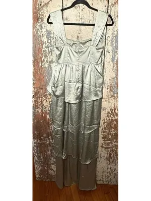 WeWoreWhat Corset High Low Maxi dress Fog Green size 4 thumbnail 5