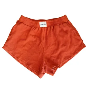 Eleven Eleven Thermal Shorts Waffle Knit Orange Elastic Waist Lounge Medium thumbnail 3