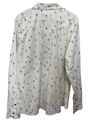 Shyanne White Cactus Print Western Snap Button Long Sleeve Shirt thumbnail 5