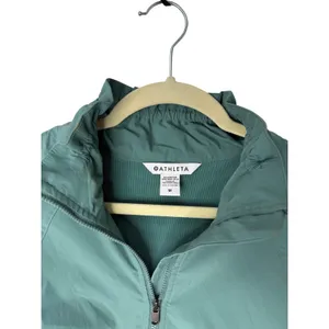 Athleta Advantage Poplin Top Women’s M Green Half-Zip Lightweight Tunic Jacket thumbnail 5