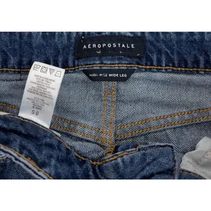 Aeropostale High Rise Wide Leg Distressed Hem Baggy Blue Jeans Size 0 thumbnail 4