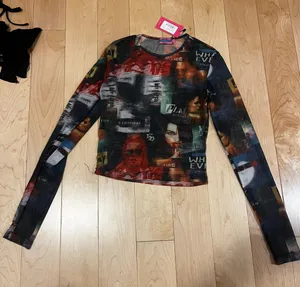 Edikted Long Sleeve Mesh Printed Top thumbnail 1
