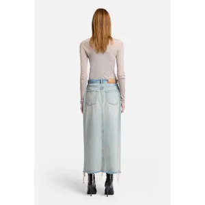7 For All Mankind‎ Distressed Asymmetrical Denim Maxi Skirt Size 27 thumbnail 7