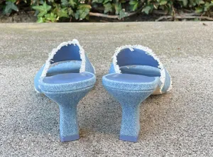 Fae denim fringe slides sandals size IT 39 US 9 thumbnail 6
