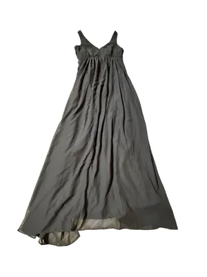 Birdy Grey Navy Blue Pleated V Neck Chiffon Maxi Dress Formal Wedding Guest M thumbnail 4