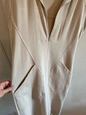 Brigitte Brianna SexyModest Beige Quarter Zip Pocket Dress Size Small thumbnail 2