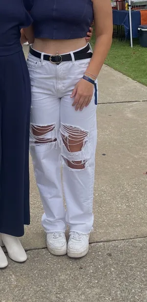American Eagle White Distressed Jeans thumbnail 1