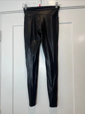 SPANX Black Faux Leather Jeggings size medium. thumbnail 4