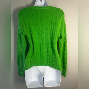 Vtg Polo Jeans Co. Ralph Lauren Women's L Cable‎ Knit Sweater Lime Green Japan thumbnail 4