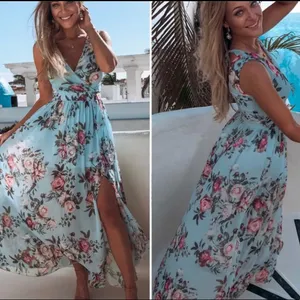 Boho Floral Dress Blue Size M thumbnail 2