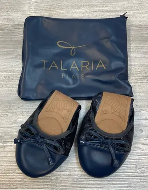 Talaria Foldable Ballet Flats Navy Branded Pouch Travel Wedding Shoes Sparkle 8 thumbnail 1