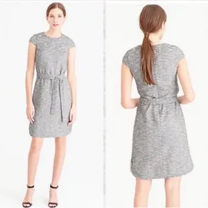 J.Crew Tweed Belted Short Sleeve Knee Length Dress 4‎ Gray Workwear Capsule thumbnail 8