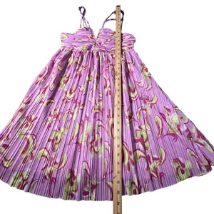 Zara‎ Pleated Mini Dress Womens M Pink Abstract Floral Double Strap NWOT thumbnail 8