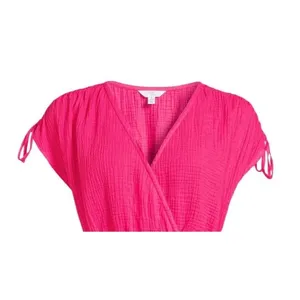 Time and Tru Womens Dress Size XS Pink Midi Front Detail Short Sleeve Flowy thumbnail 6
