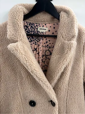 ZADIG & VOLTAIRE Teddy Mint Coat Cream Sherpa Shearling Long Beige size xs thumbnail 7