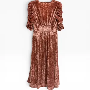 Free People Crushed Velvet Floral Midi Dress Open Front Burnout Puff Sleeve‎ S thumbnail 2