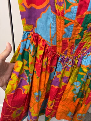 Olivaceous Bright Floral Cotton Sundress in a Vibrant Rich Floral Print NWOT thumbnail 5