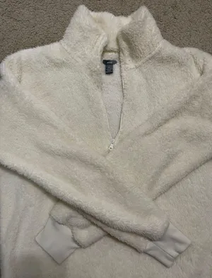 Aerie White Oversized Plush Quarter-zip thumbnail 2