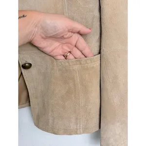 Vintage 90s Boho Suede Leather Blazer Tan Ruff Hewn Women's L thumbnail 8