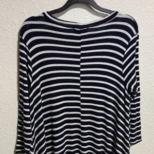 Roolee black White Striped Ribbed Knit Maxi Dress 3/4‎ Sleeve Small thumbnail 6