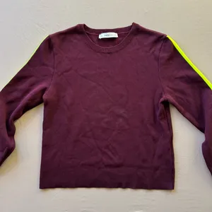 Zara Knit Sweater With Neon Stripe Sleeve Detail thumbnail 4