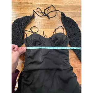 Oh Polly Black Mini Dress Long Sleeve Embellished US 0 UK 4 thumbnail 7