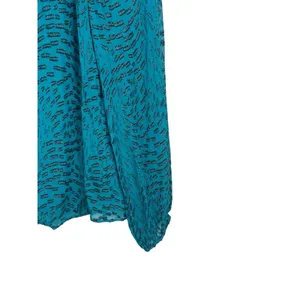 Lilly Pulitzer Silk Metallic Shimmer Blouse M Teal Long Sleeve Sheer Lined Top thumbnail 3