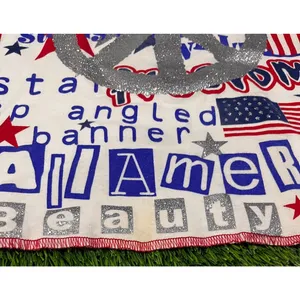 Realitee Y2K USA Patriotic Peace Sign Tank Top Glitter Stars Stripes Made USA M thumbnail 9