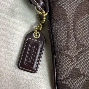 Coach Brown Signature Wristlet with Gold Hardware thumbnail 3