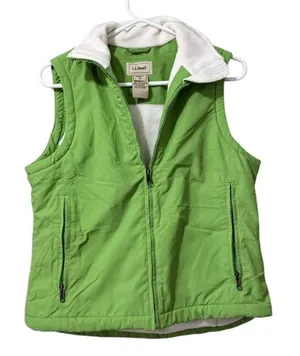 LL Bean Vest Women Size XS Regular Green‎ Full Zip Pockets Jacket Preppy Outdoor thumbnail 1