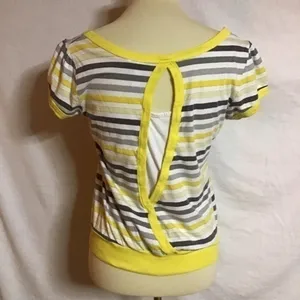 VTG Y2K fun bright striped top Yellow thumbnail 10