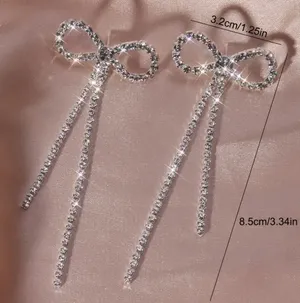 NEW - Bowknot tassel earrings, bow jewelry, dangle bowknot, coquette bow thumbnail 2
