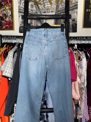 Zara Rhinestone Studded Wide Leg Jeans Light Wash Denim Womens 4 New NWT thumbnail 10
