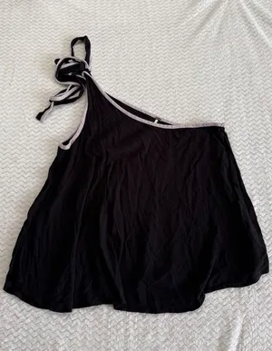 Free People Women Black One Shoulder Tie Strap Rayon Tank Top Large 4524 thumbnail 1