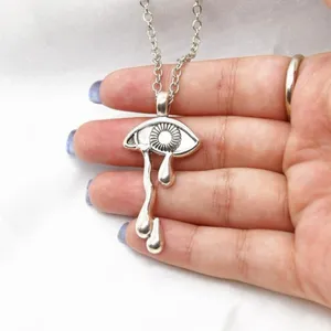 Trippy Dripping Eye Necklace Silver thumbnail 3