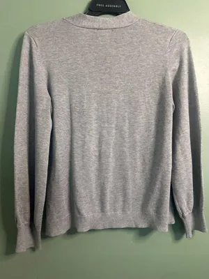 Adrianna Papell Gray Bow Neck Sweater Women's L Long Sleeve Quiet Luxury career thumbnail 6