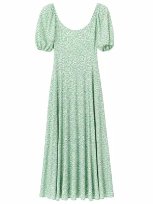 Boden Milkmaid Dress Womens 6P Sage Green Ditsy Floral Puff Sleeve thumbnail 3