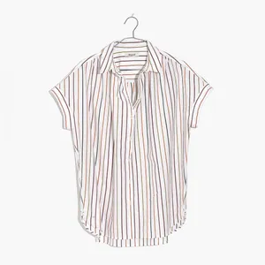 Madewell Slightly Oversized‎ Cotton Central Shirt in Sadie Stripe Multistripe XS thumbnail 3