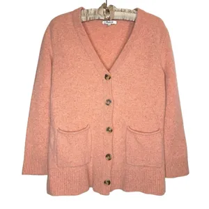 Madewell M Boiled Merino Wool Donegal Maysfield‎ Cardigan Sweater in Peach thumbnail 1