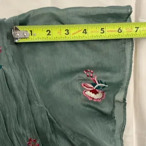 Tularosa Carson Caledon Green Silk Cotton Embroidered Tunic Mini Dress XS thumbnail 10