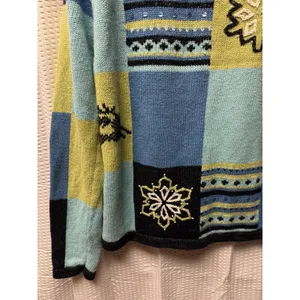 Vintage Christopher‎ & Banks Hand Embroidered Knit Cardigan Women's S Blues Snow thumbnail 11