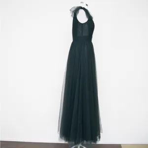 Betsy & Adam‎ - Hunter Green V-Neck Sleeveless Tulle Gown thumbnail 5