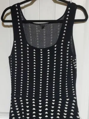 Ann Taylor Black & White Jacquard Sleeveless SWEATER Dress Size S thumbnail 1