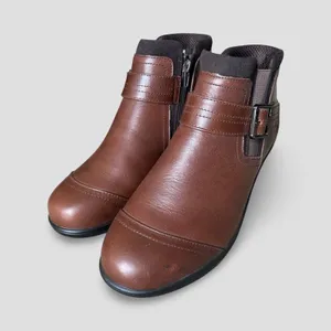 Bioheels Emma Women’s 8.5 Wide Brown Leather Ankle Boots Orthopedic Comfort thumbnail 8