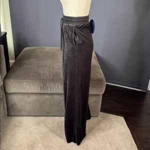 Women’s Scoop Black Wide Leg Velour Pants High Rise Drawstring Waist Size XS NWT thumbnail 5