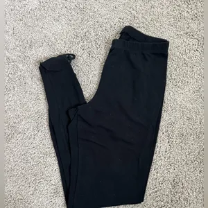 Old Navy High-Waisted Lattice-Hem Ankle Leggings Black Cotton NWOT thumbnail 3