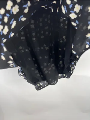 Ann Taylor Floral Tie Neck V-Neck Sleeveless Blouse Black Size S thumbnail 5
