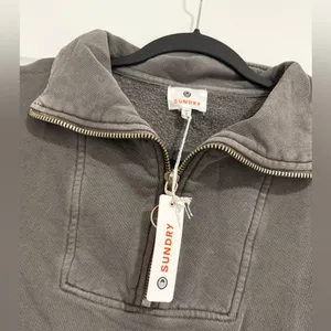$128 NEW - Sundry Half Zip Sweatshirt - GREY - Sz 3 (L) thumbnail 3