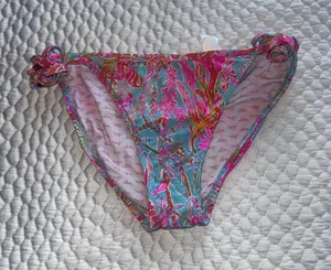 Lilly Pulitzer Women’s Coral Print Colorful Neon Bikini Bottom Size Medium thumbnail 1